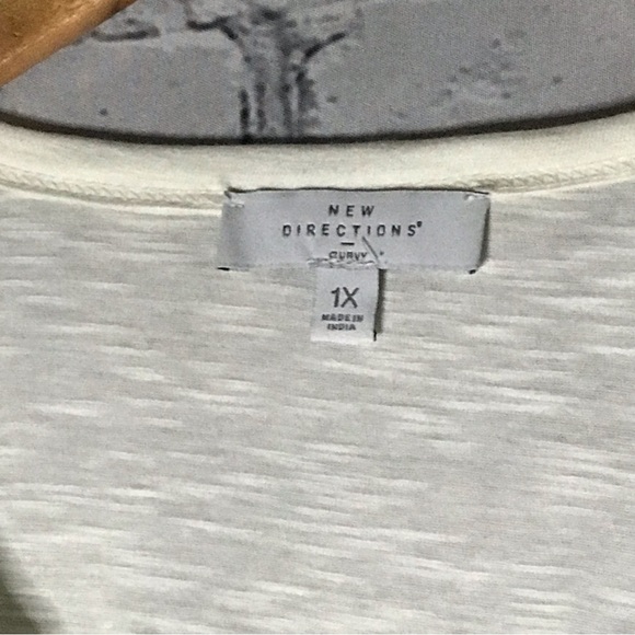 New Directions Curvy Tee Shirt 1X Cream Off White NEW - Picture 8 of 8